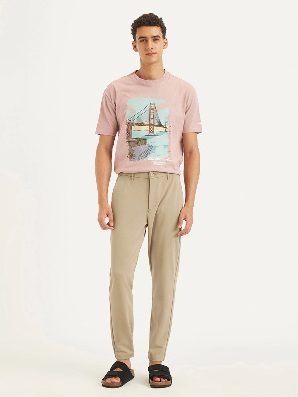 Men's Beige Regular Fit Trousers Move Freely