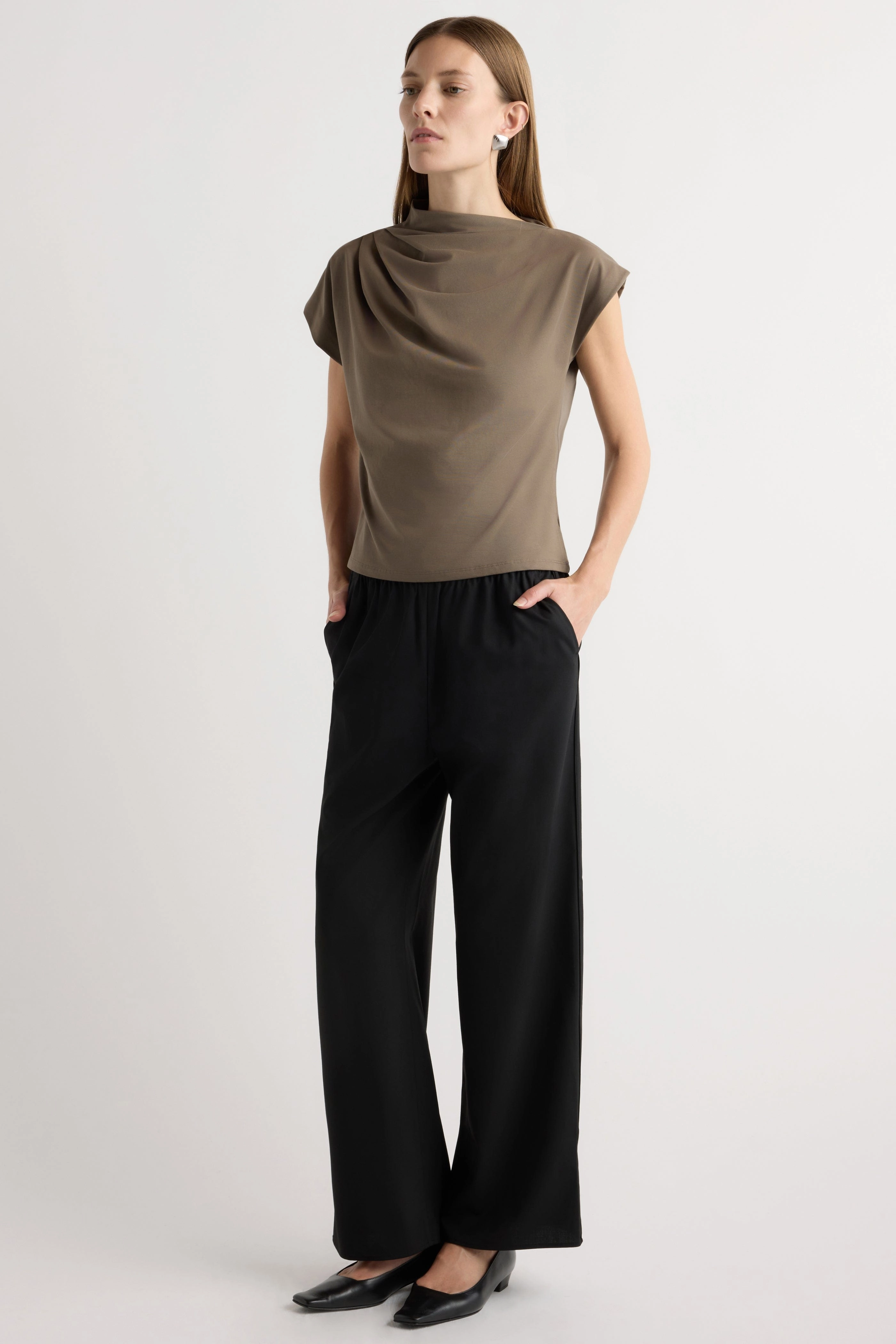 Kenny Asymmetric-Neck Tee Customizable EcoFriendly Dye