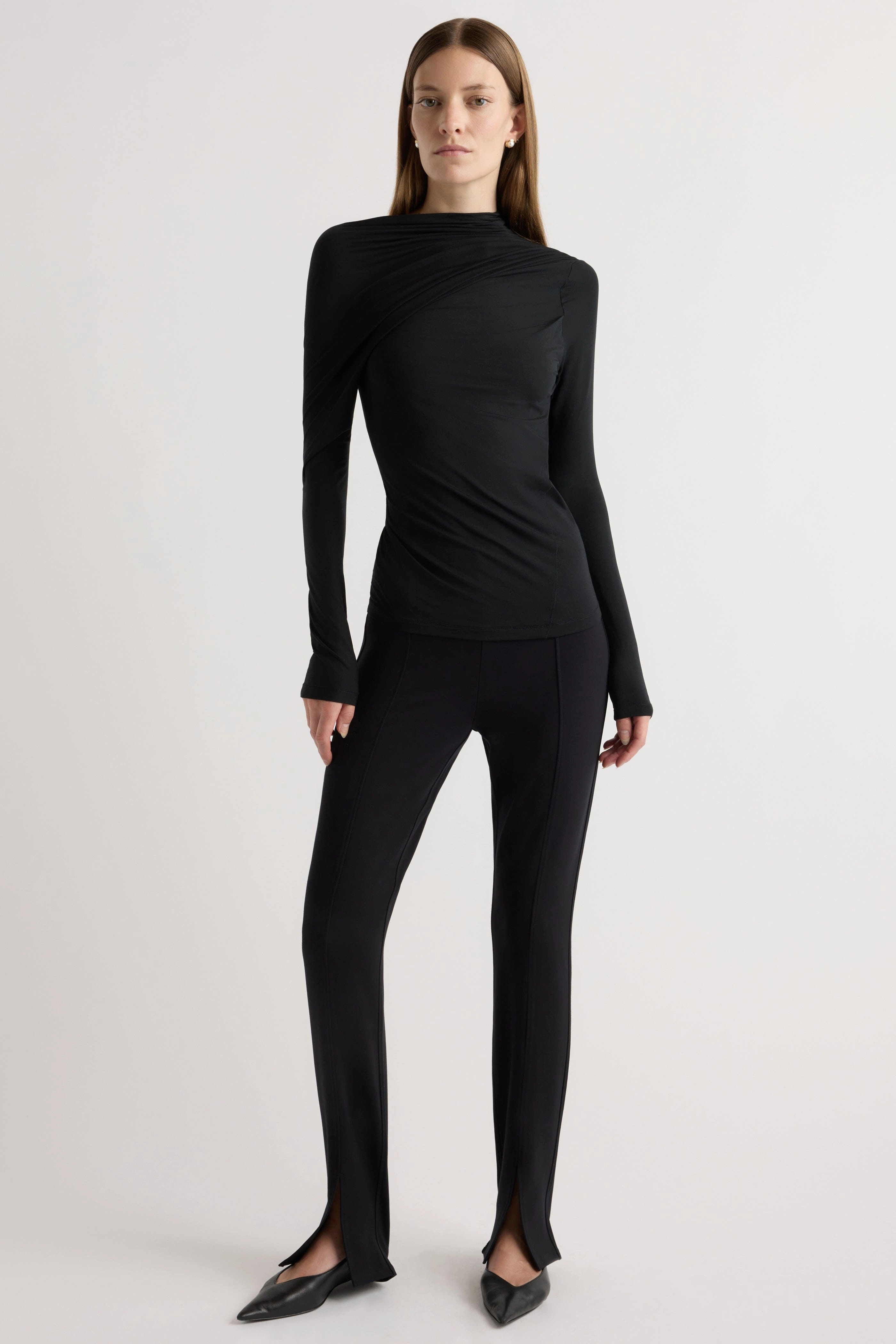 Odor Control Finish Veronica Ruched Long-Sleeve Tee