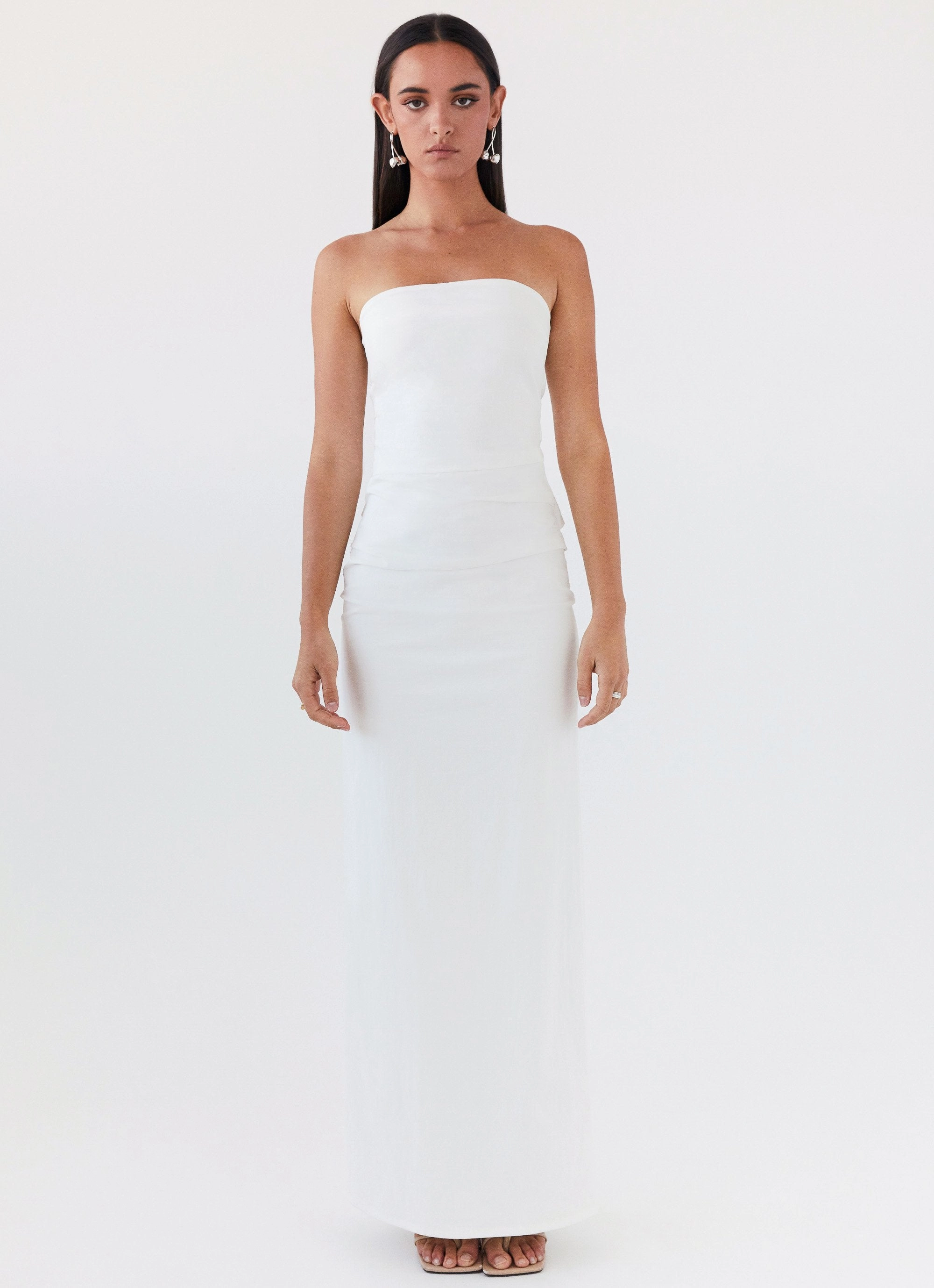 Danielle Strapless Maxi Dress - White Chic Waistband Timeless slip dress