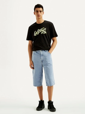 Lightweight Material Men's Light-Blue Loose Fit Shorts