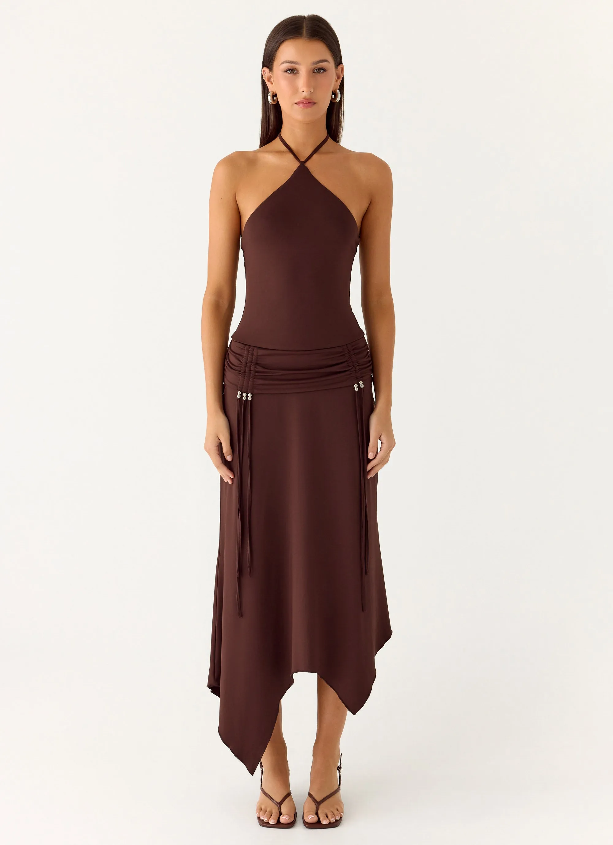 Monochrome Mood Day Magic Becerra Midi Dress - Cool Chocolate