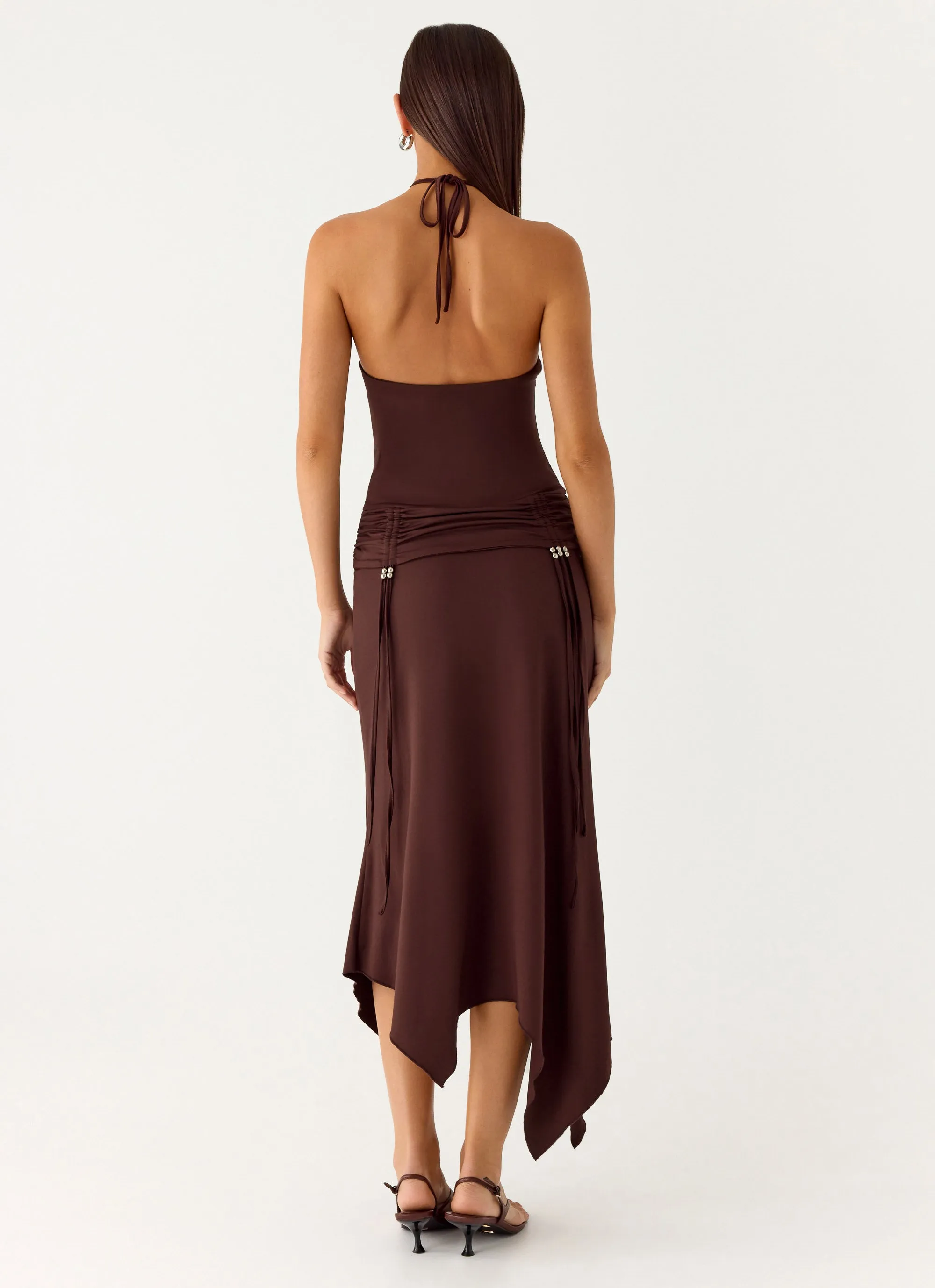 Floral-Pattern Becerra Midi Dress - Cool Chocolate