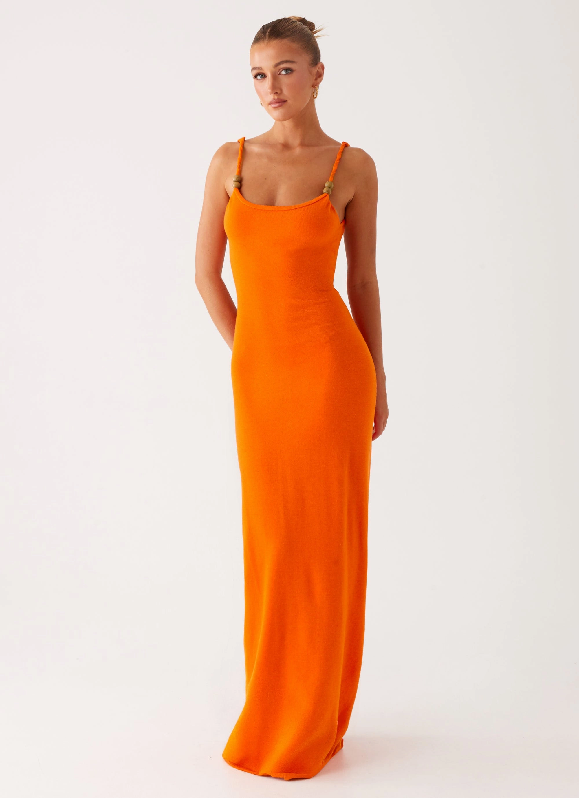 Elaina Knit Maxi Dress - Orange Bridal-Shower Minimalist-Style