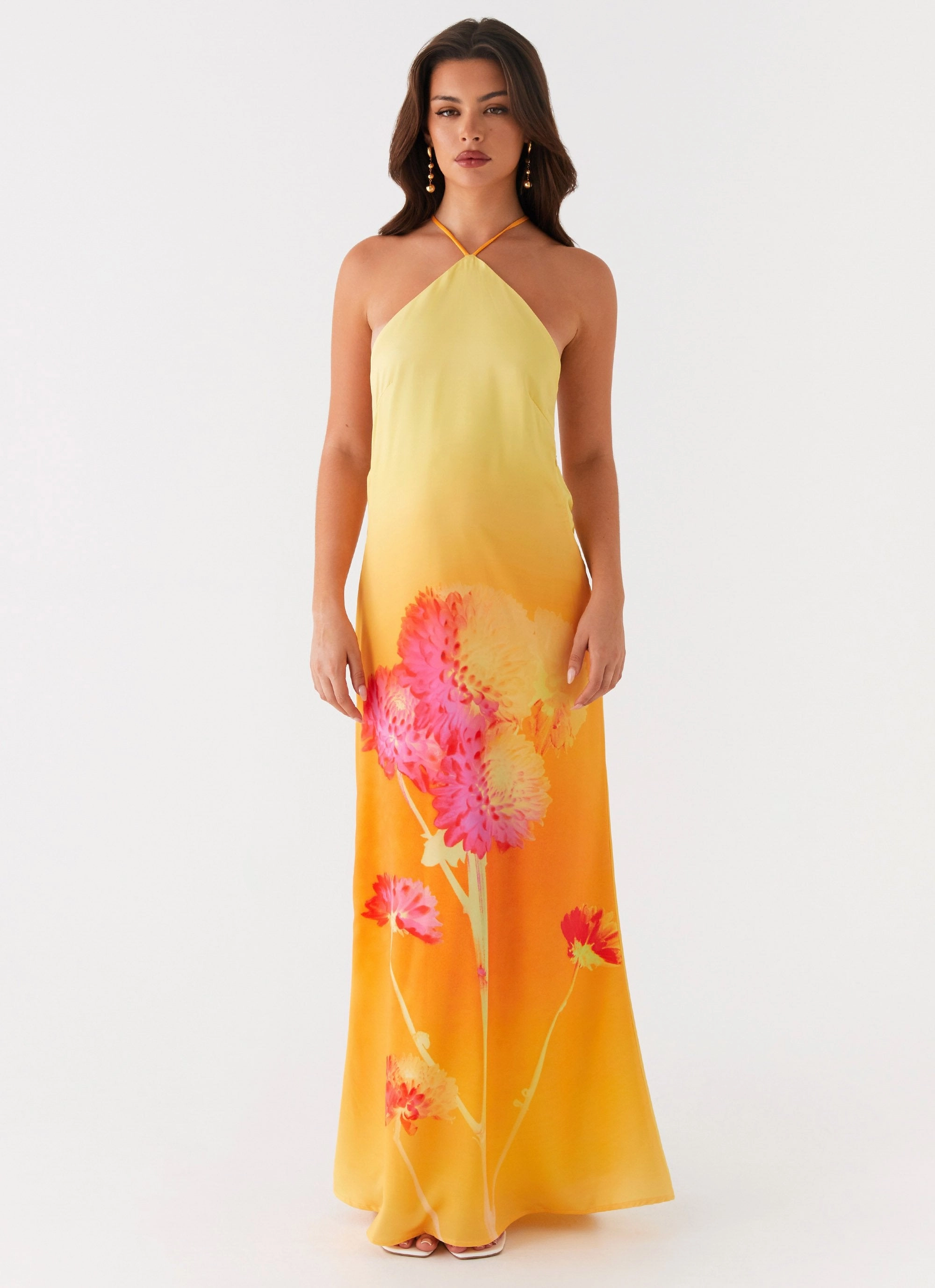 Chloe Maxi Dress - Orange Floral Dreamy Look