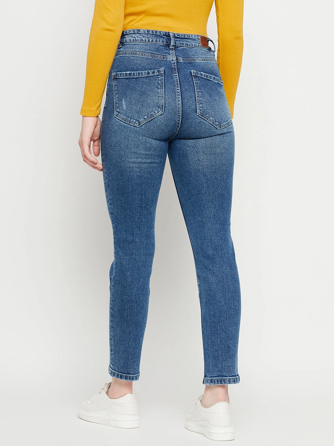 Affordable Fashion Lover Layered Knee Panels Madame Blue Denim