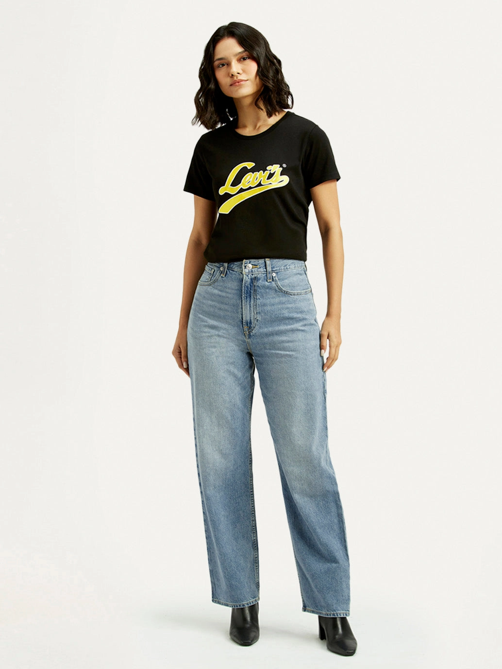 Slim Holiday Vibes Teen Outfit Smooth Feel Women's Light Blue Ribcage Straight Fit High Rise Jeans