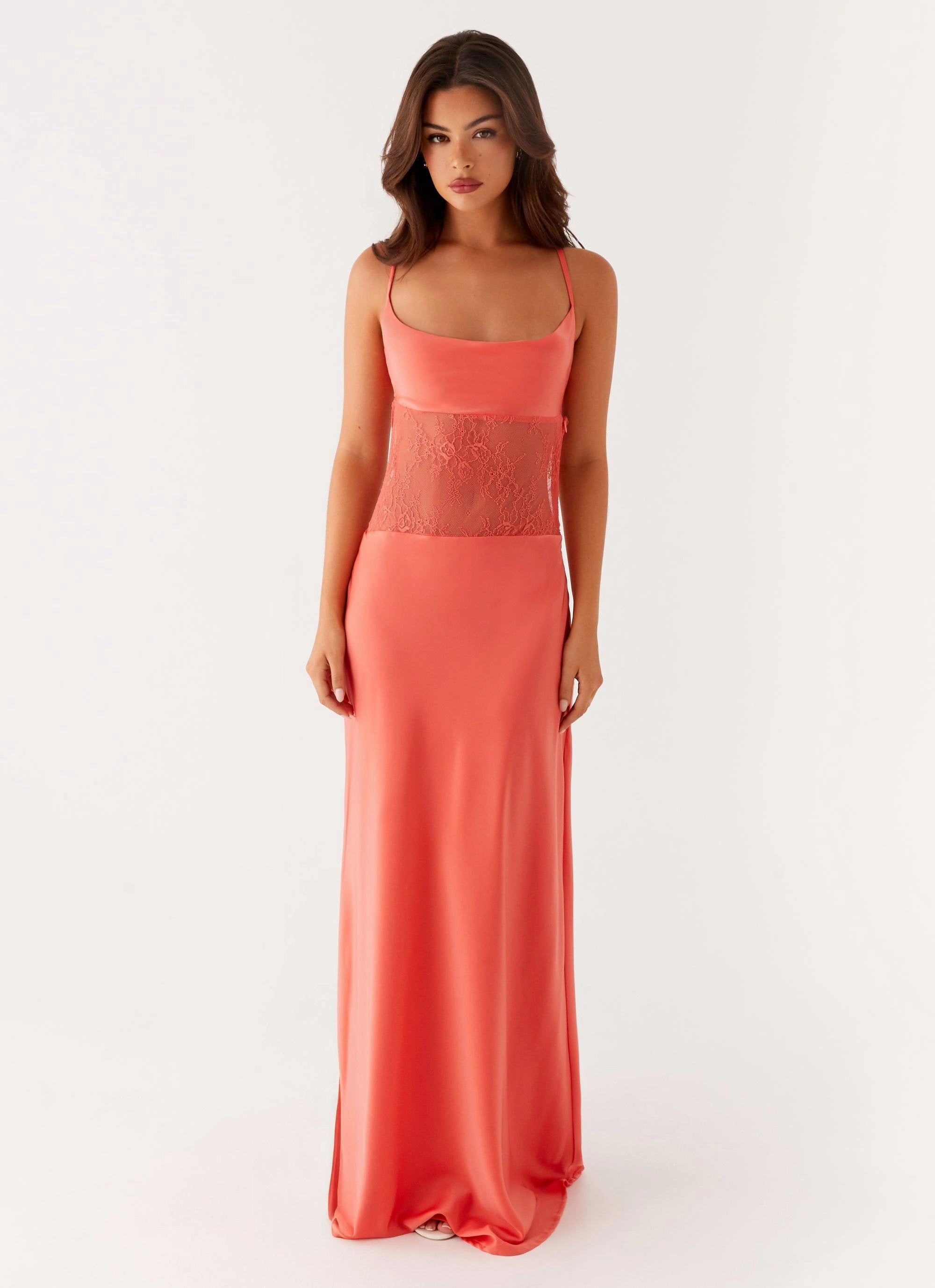 Shae Maxi Dress - Tangerine slim fit Feminine Look