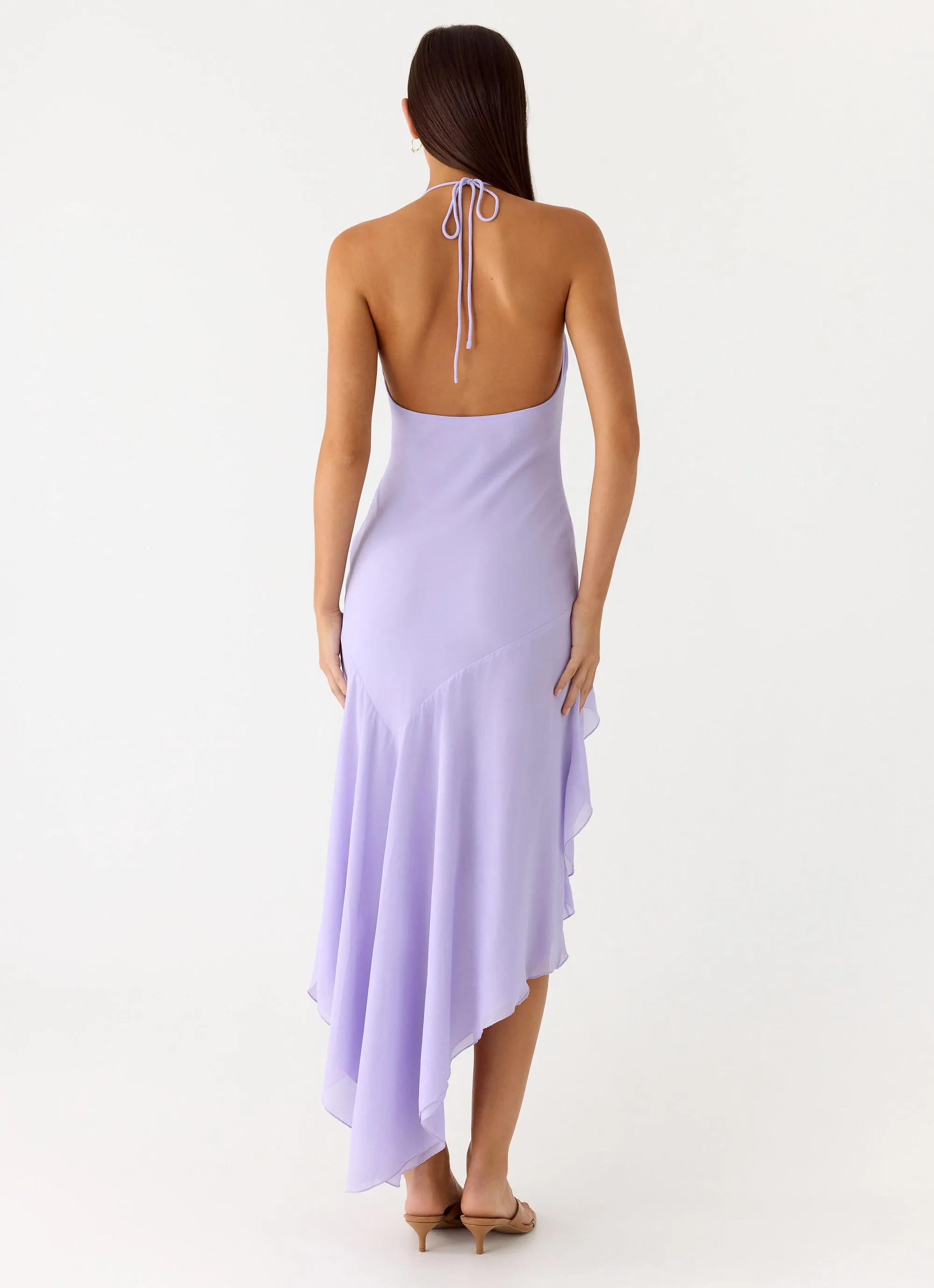 Sunmi Asymmetric Cowl Midi Dress - Lavender Work Mood Work Fit