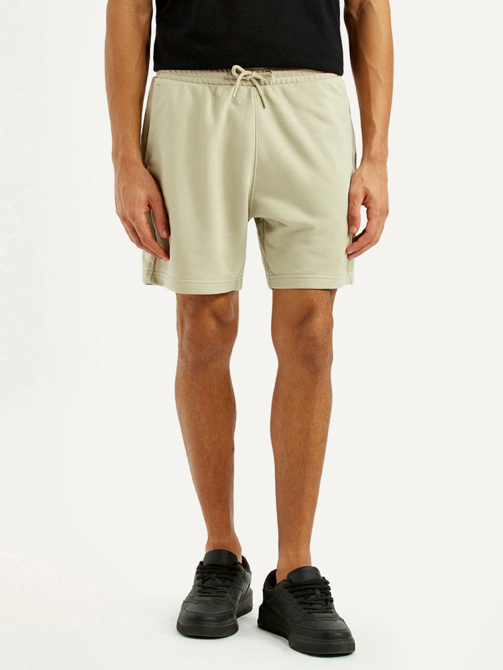 Elastic waist Men's Beige Regular Fit Shorts