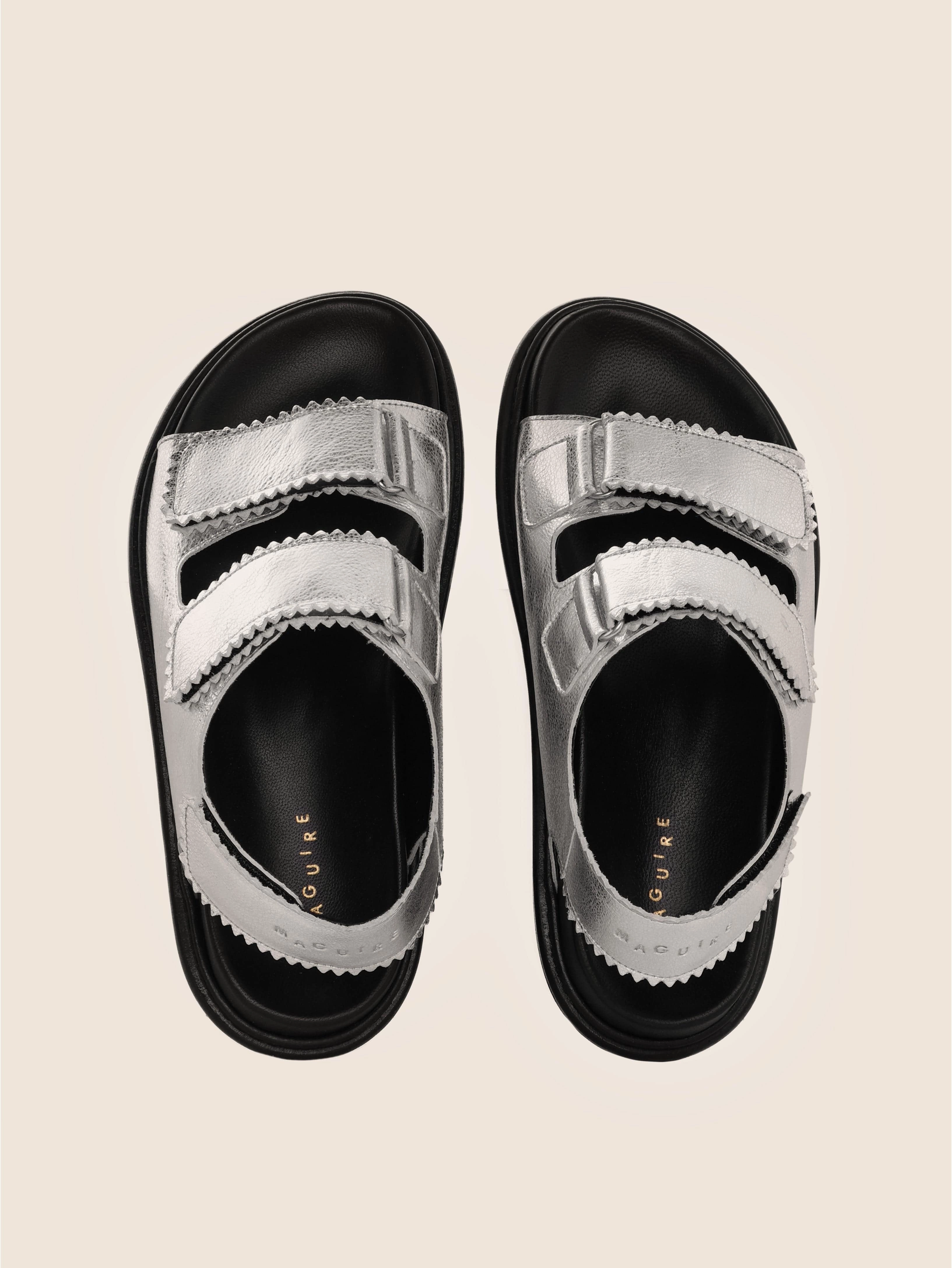 Handcrafted Stitching Detail Step Stable Tavira Silver Sandal