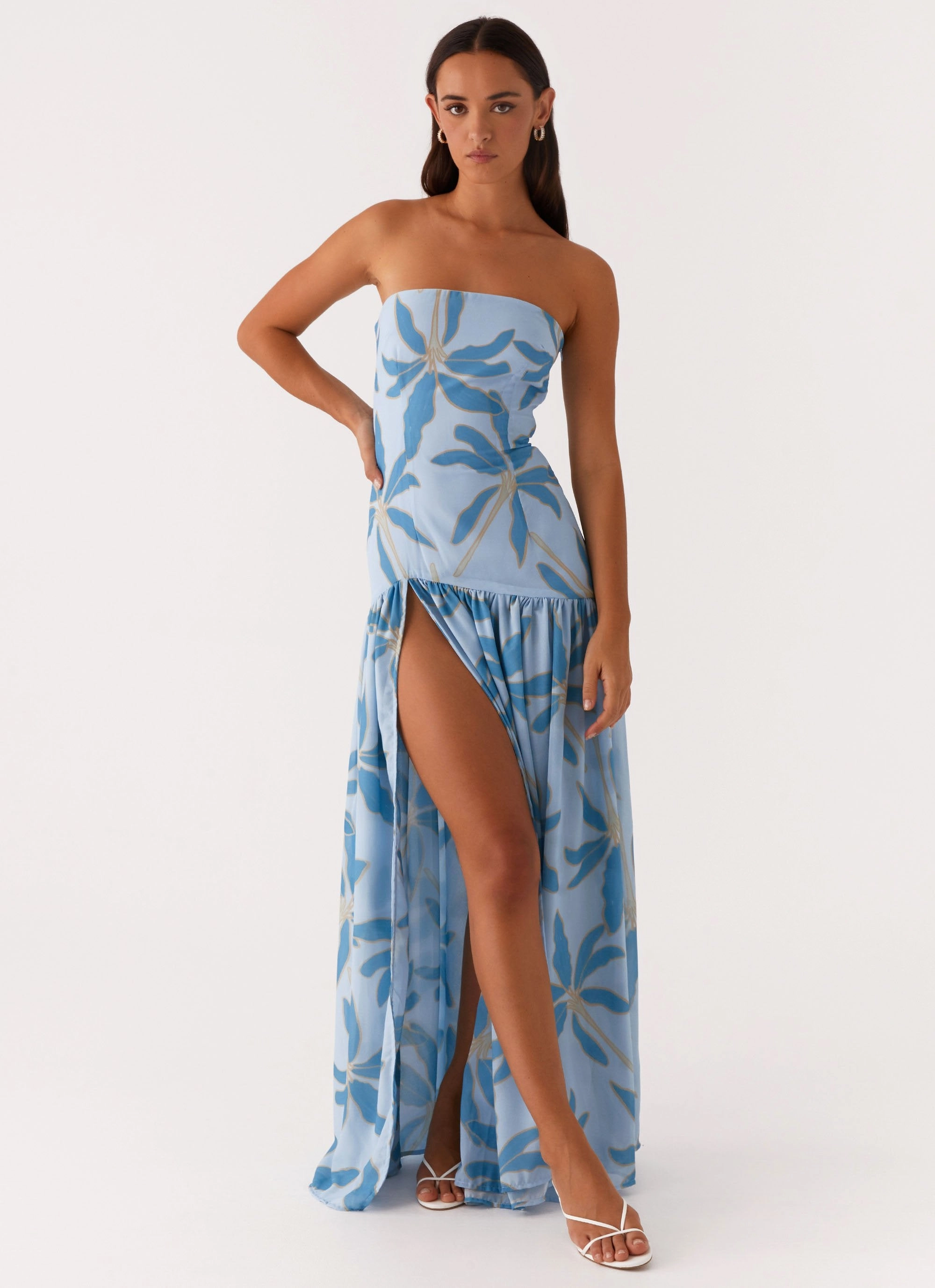 Eden Strapless Maxi Dress - Opulent Blue Coastal Chic