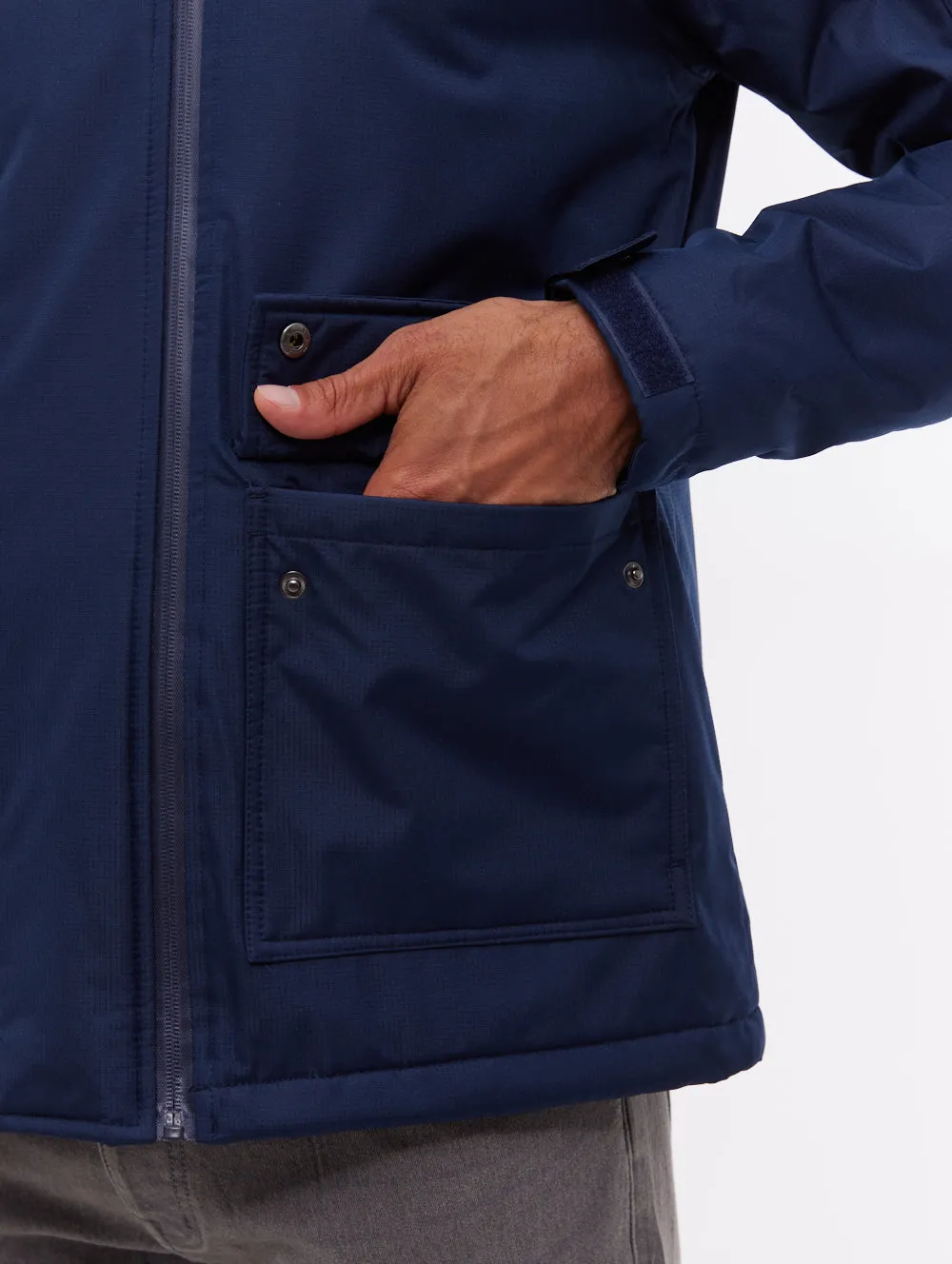 Valana Hooded Jacket - Blue Convertible Collar Design