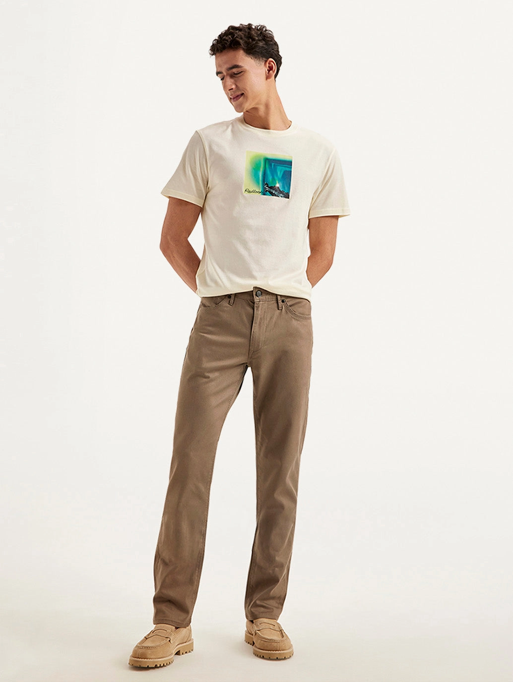 Layered Style Tear Resistant Design Men's Redloop Brown Slim Fit Trousers