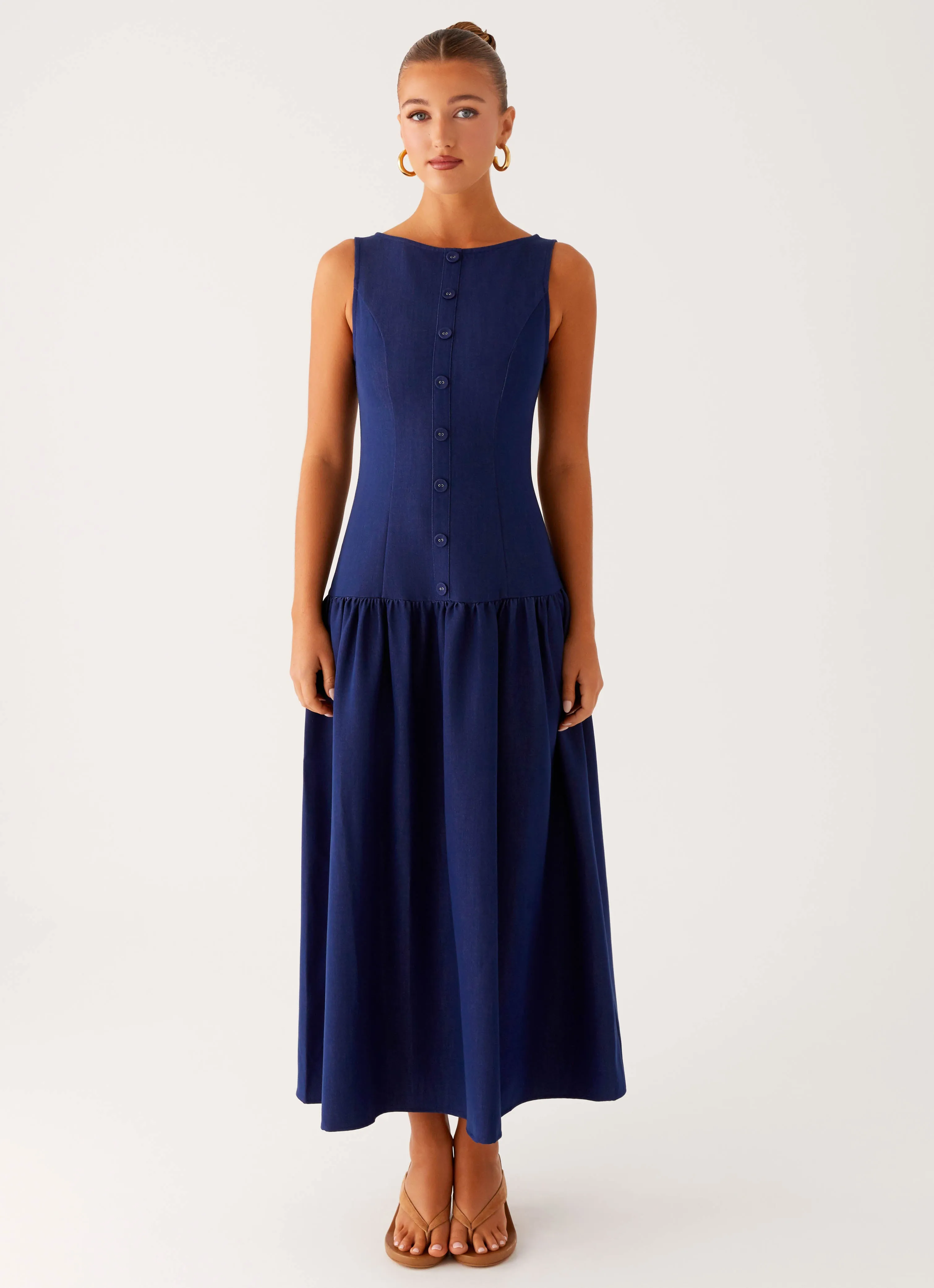 Transitional-Wear Hayes Denim Midi Dress - Indigo