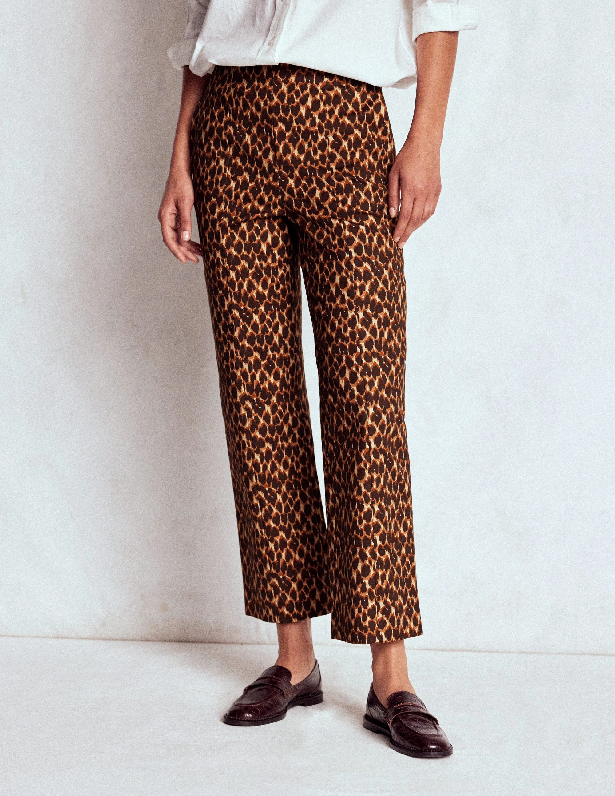 Smart 7/8 Trousers-Multi, Abstract Leopard Daily Style ReinforcedPockets