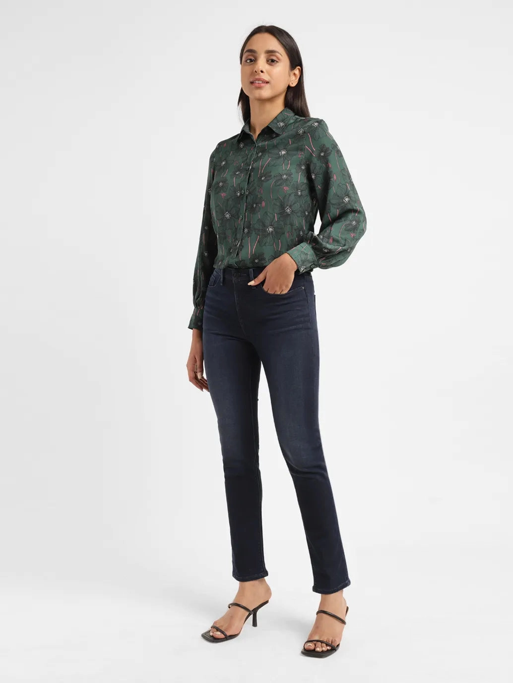 Women's Redloop 724 Blue Straight Fit Mid Rise Jeans Casual Musthave