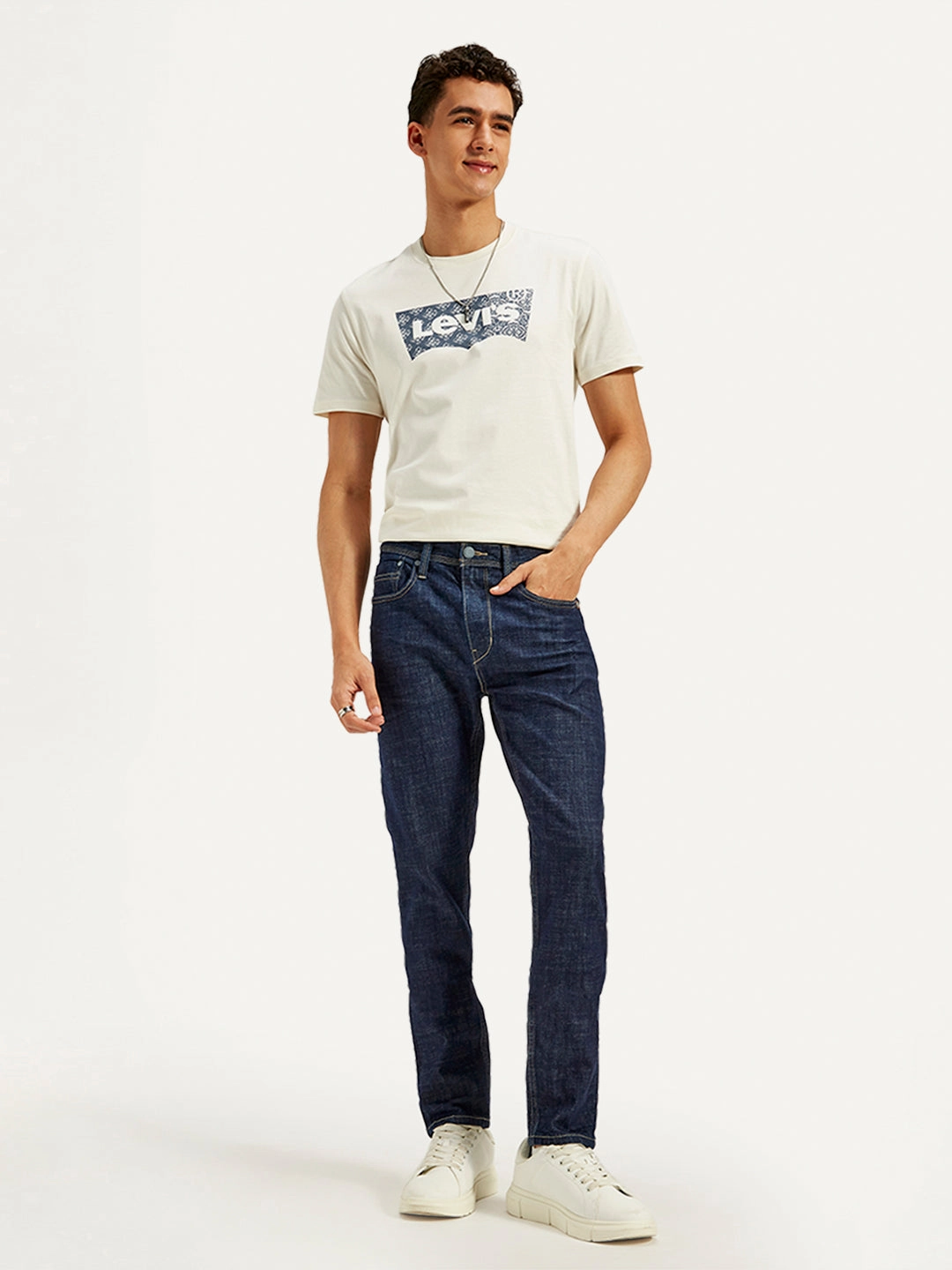 Men's 512 Dark Blue Slim Tapered Fit Mid Rise Jeans Couple Look Elegant Summer Vibes