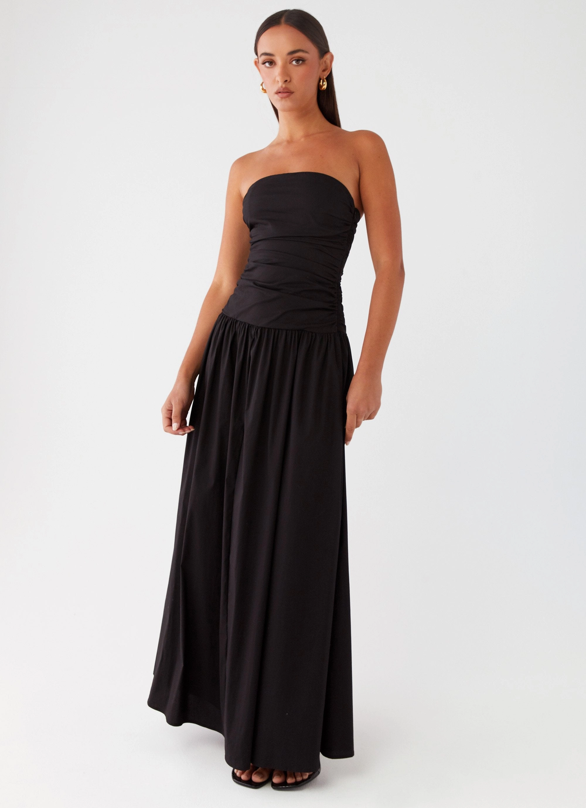 Polished Wear Dreamy Texture Carmel Maxi Dress - Black