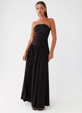 Polished Wear Dreamy Texture Carmel Maxi Dress - Black