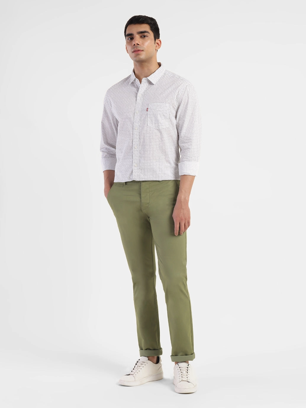 Men's Green Slim Fit Trousers Layer-Friendly Air Flow