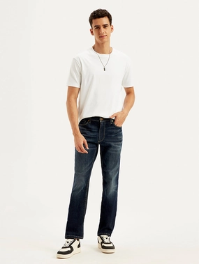 Men's 511 Navy Blue Slim Fit Mid Rise Jeans Comfortable Outfit Moisture Wicking Lining