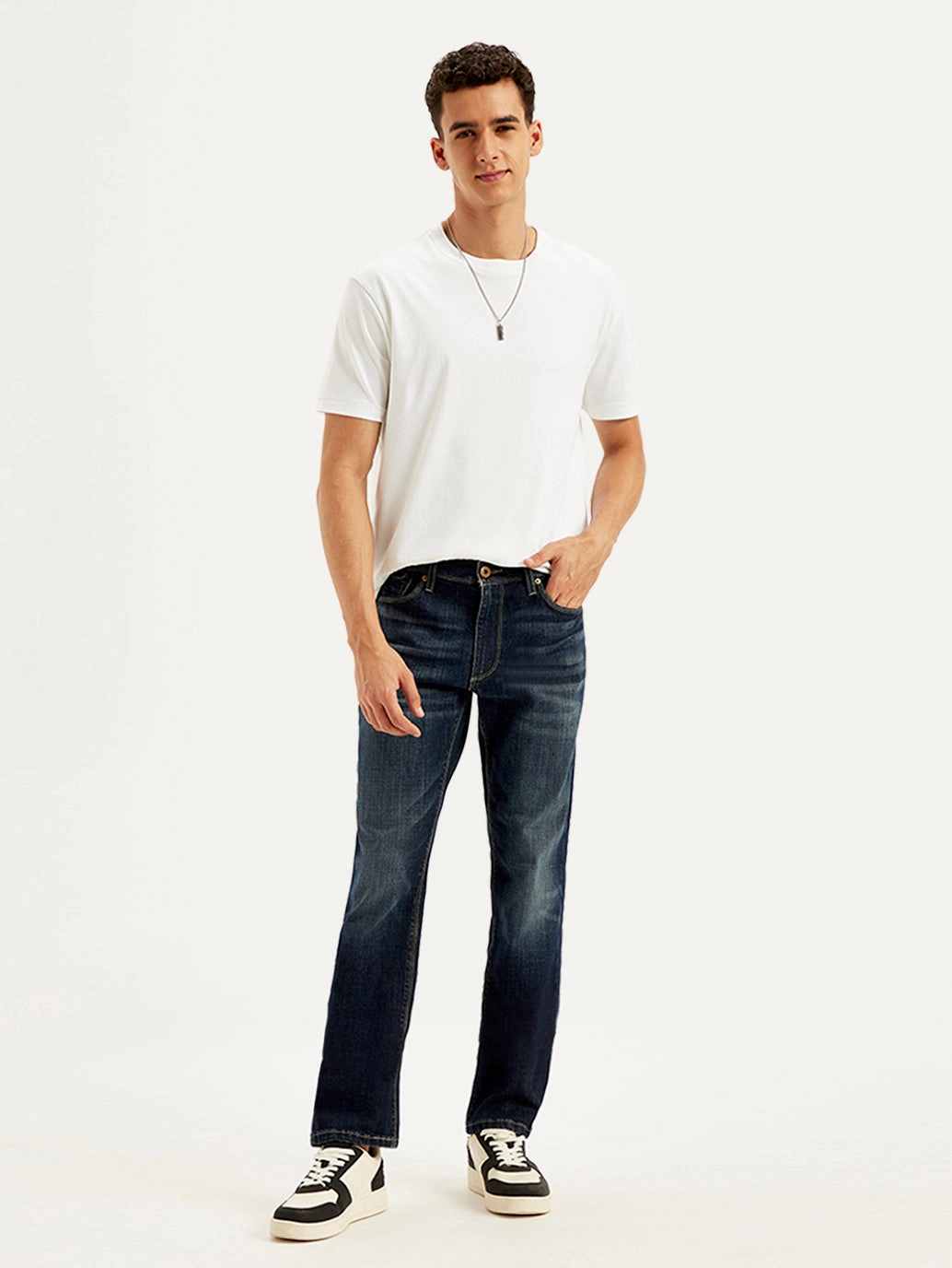 Men's 511 Navy Blue Slim Fit Mid Rise Jeans Comfortable Outfit Moisture Wicking Lining