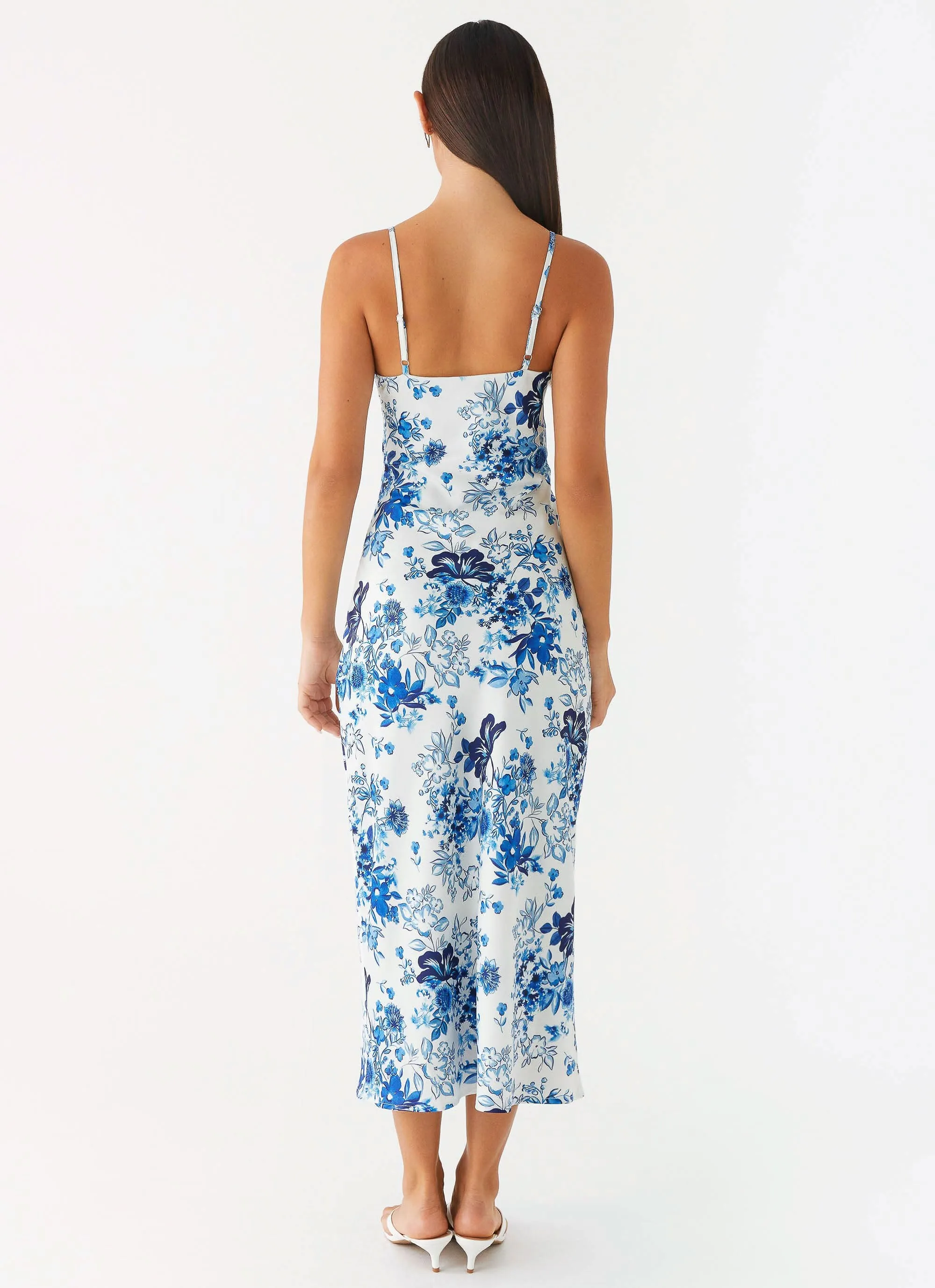 Edgy Layers Take Chances Midi Dress - Serene Sky Floral