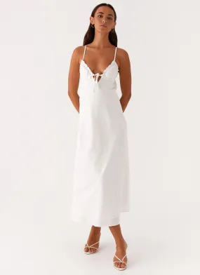 UV-Resistant Take Note Midi Dress - White