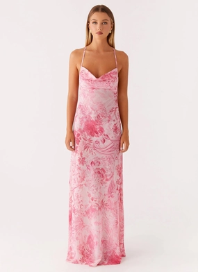 Lounge Comfort Classic Vibe Tara Maxi Dress - Pink Print