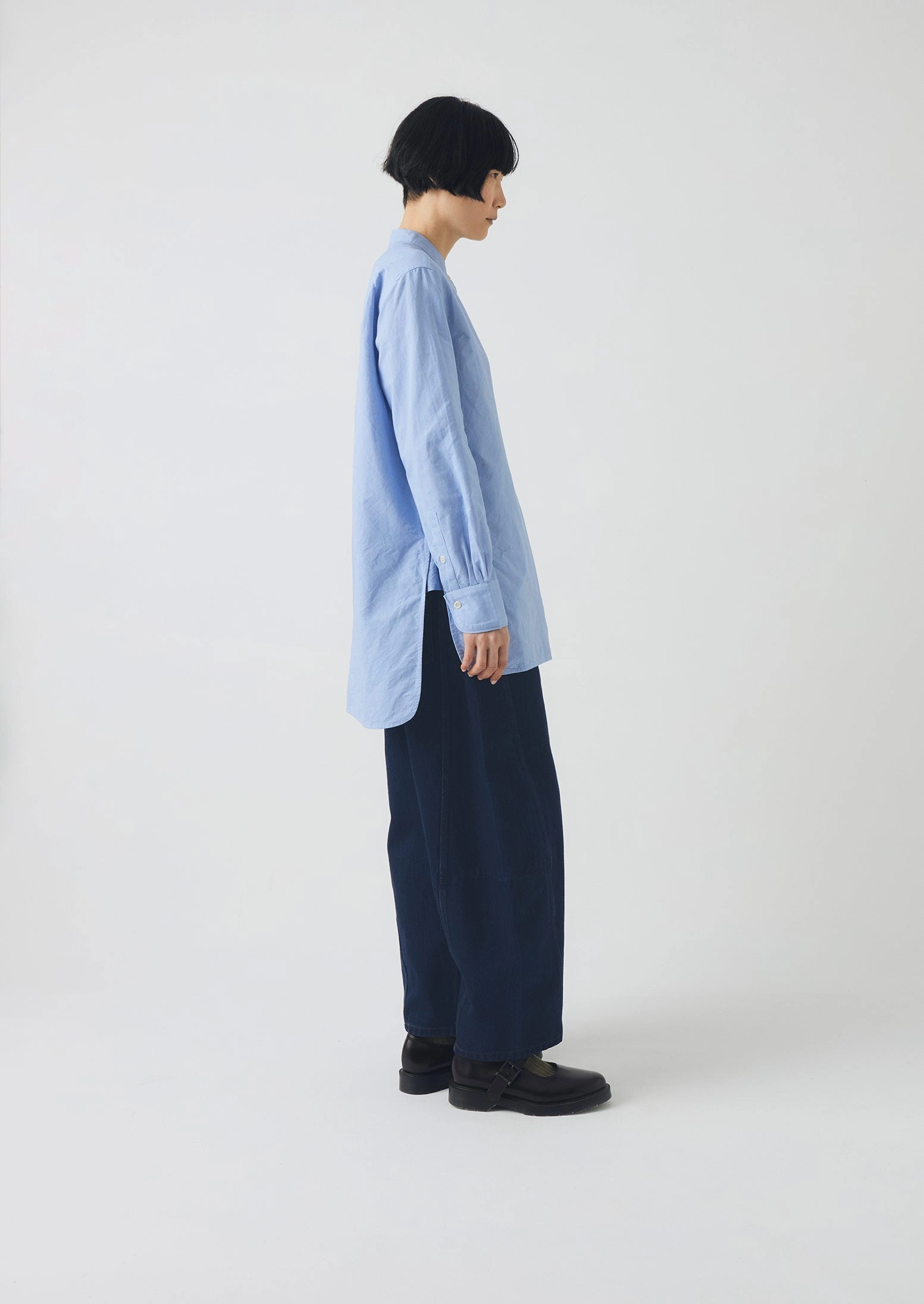Taro Cotton Oxford Long Shirt | Chambray Anti Static Fabric Low Profile Pocket Design