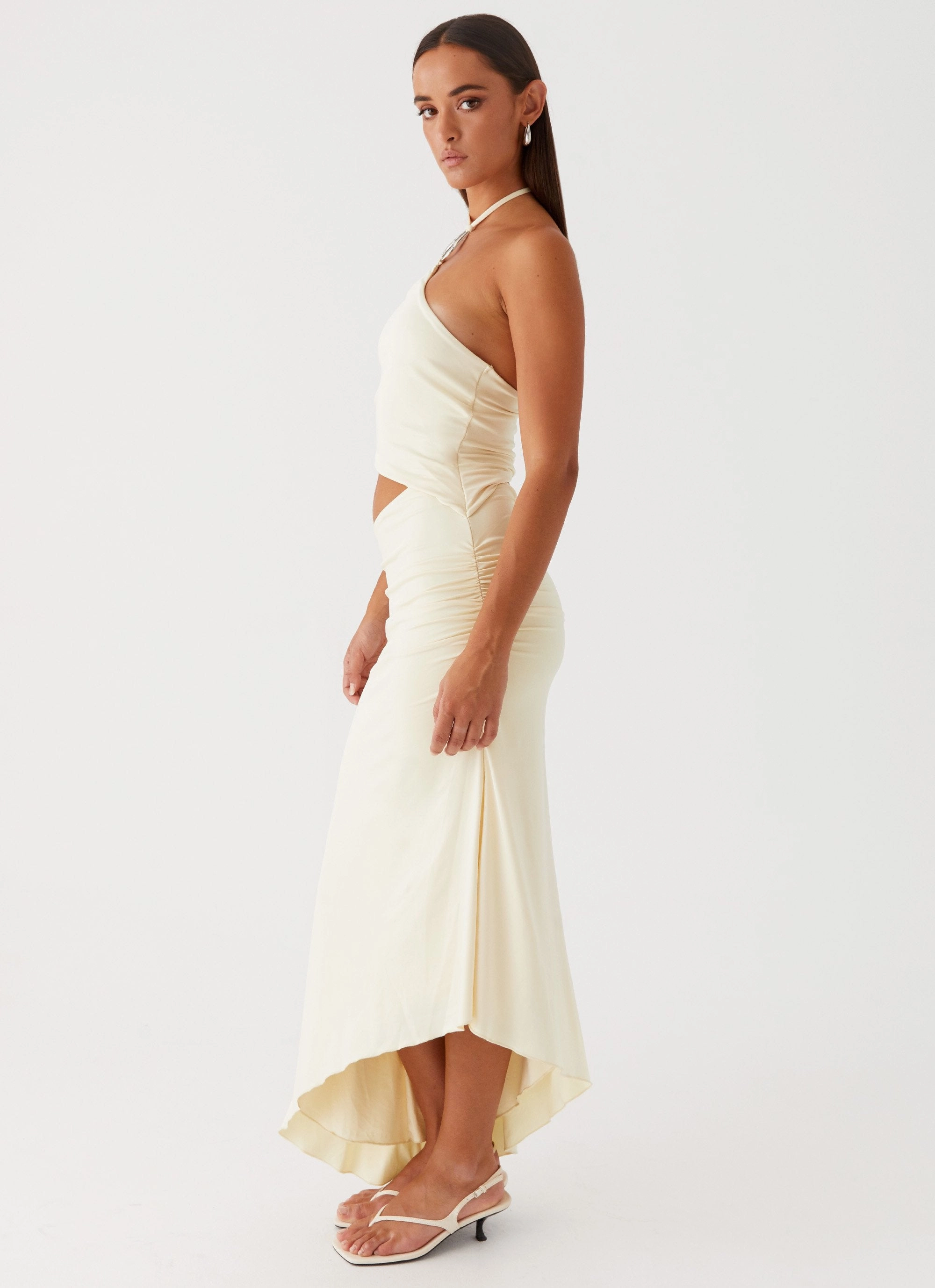Shiny surface Sophisticated Fit Tasha Maxi Dress - Lemon