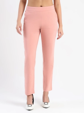 SecureZipperClosures Active Utility Madame High-Waist Cotton Blend Pink Trousers