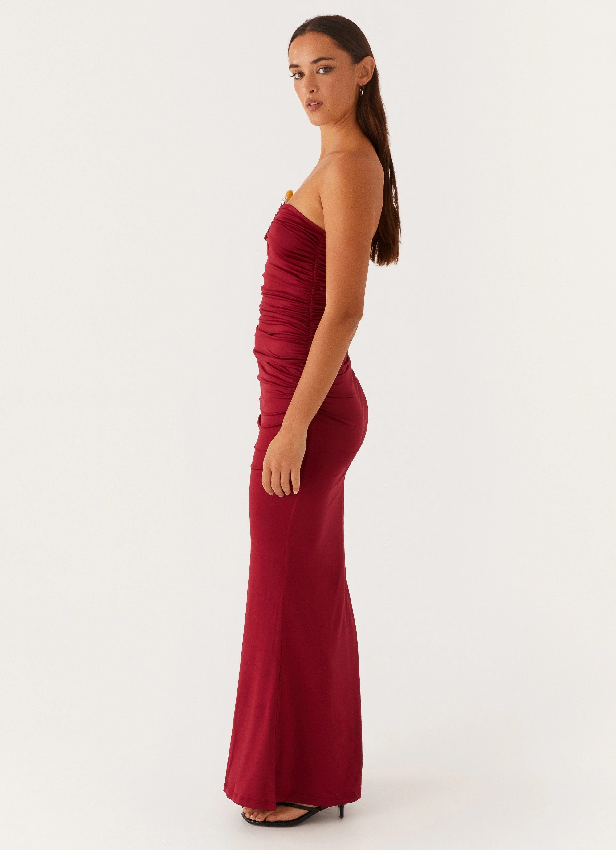 Rudy Maxi Dress - Maroon Minimal Tone Cozy Mood