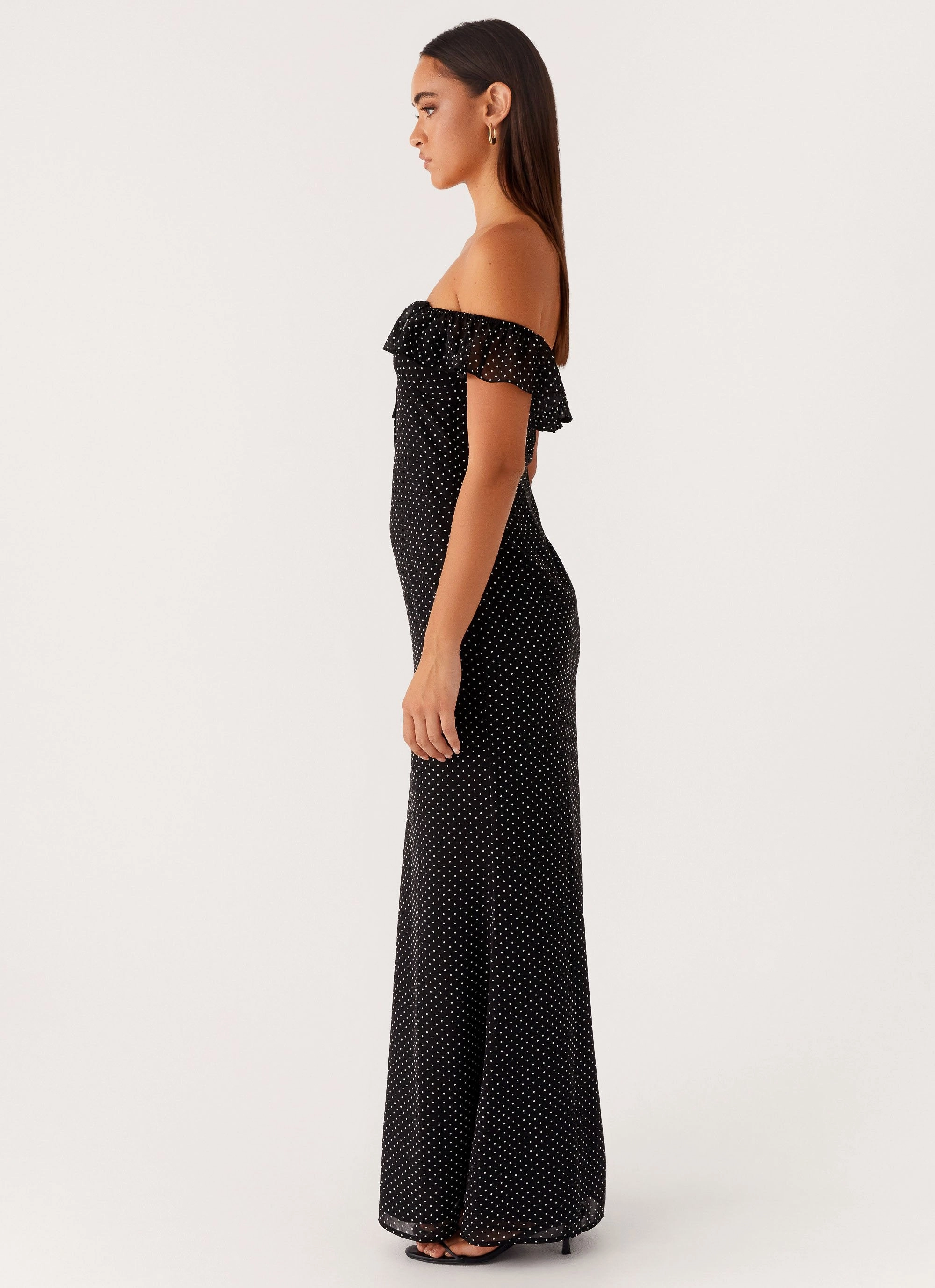 Clean Edge Workwear Scarlet Cherry Maxi Dress - Black Polka Dot