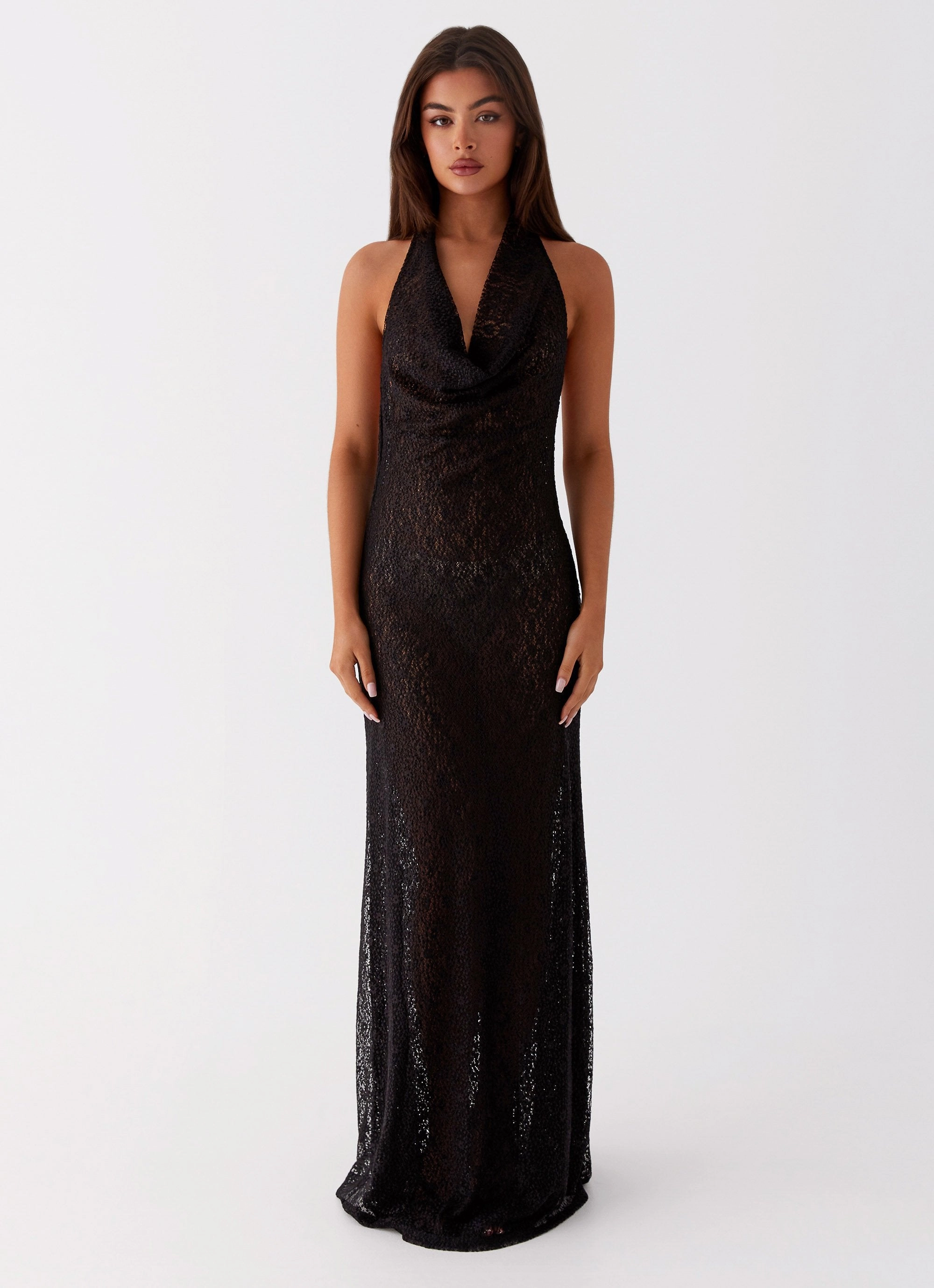 Tempest Cowl Neck Maxi Dress - Black Quick Elegance