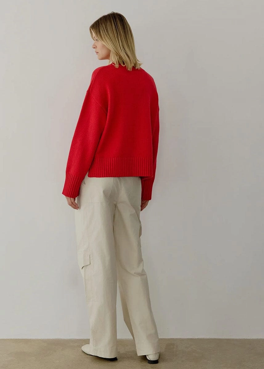 Soft Knit Piece Warm Flex The Asher Sweater - Cherry Red