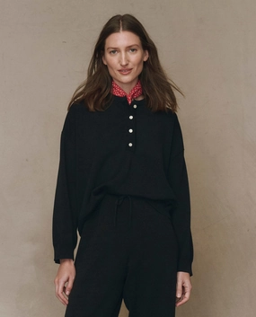 Snug Layer Abrasion Resistant Seams The Henley Sweater. -- Black