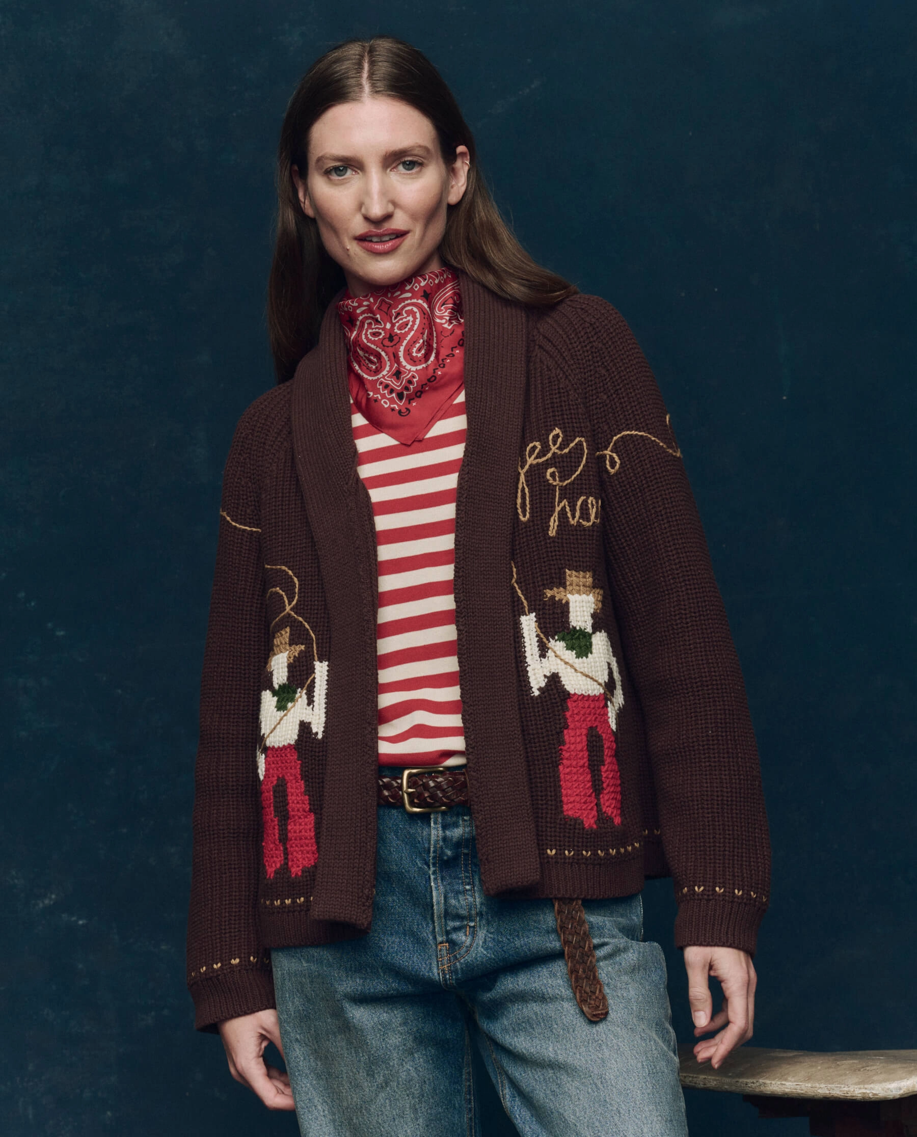 Knitted Fashion The Lasso Lodge Cardigan. -- Umber