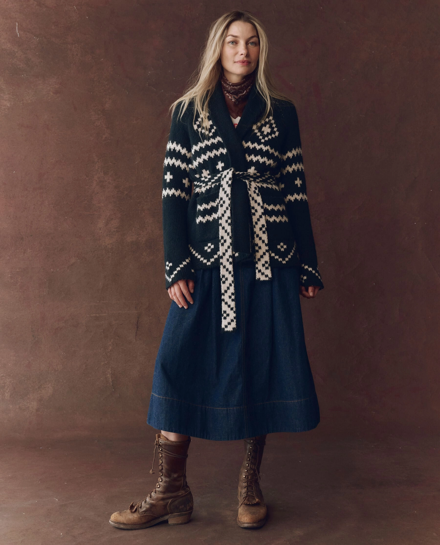 Winter Ready Look The Reversible Shepherd Cardigan. -- Navy And Cream