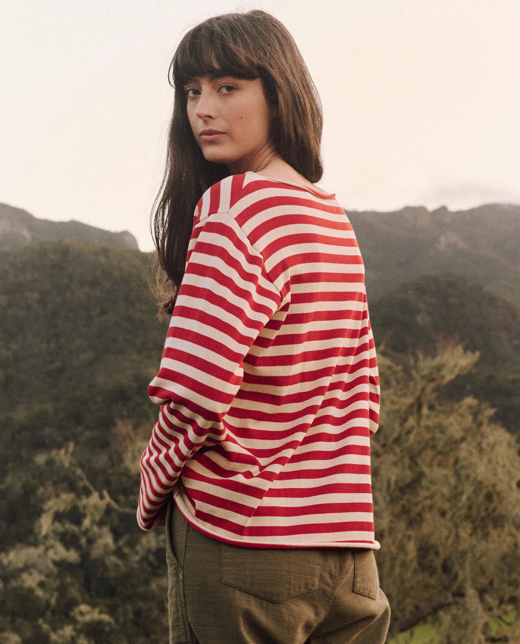 Warm and Snuggly Multipanel Construction The Sailor Sweater. -- Maple Stripe