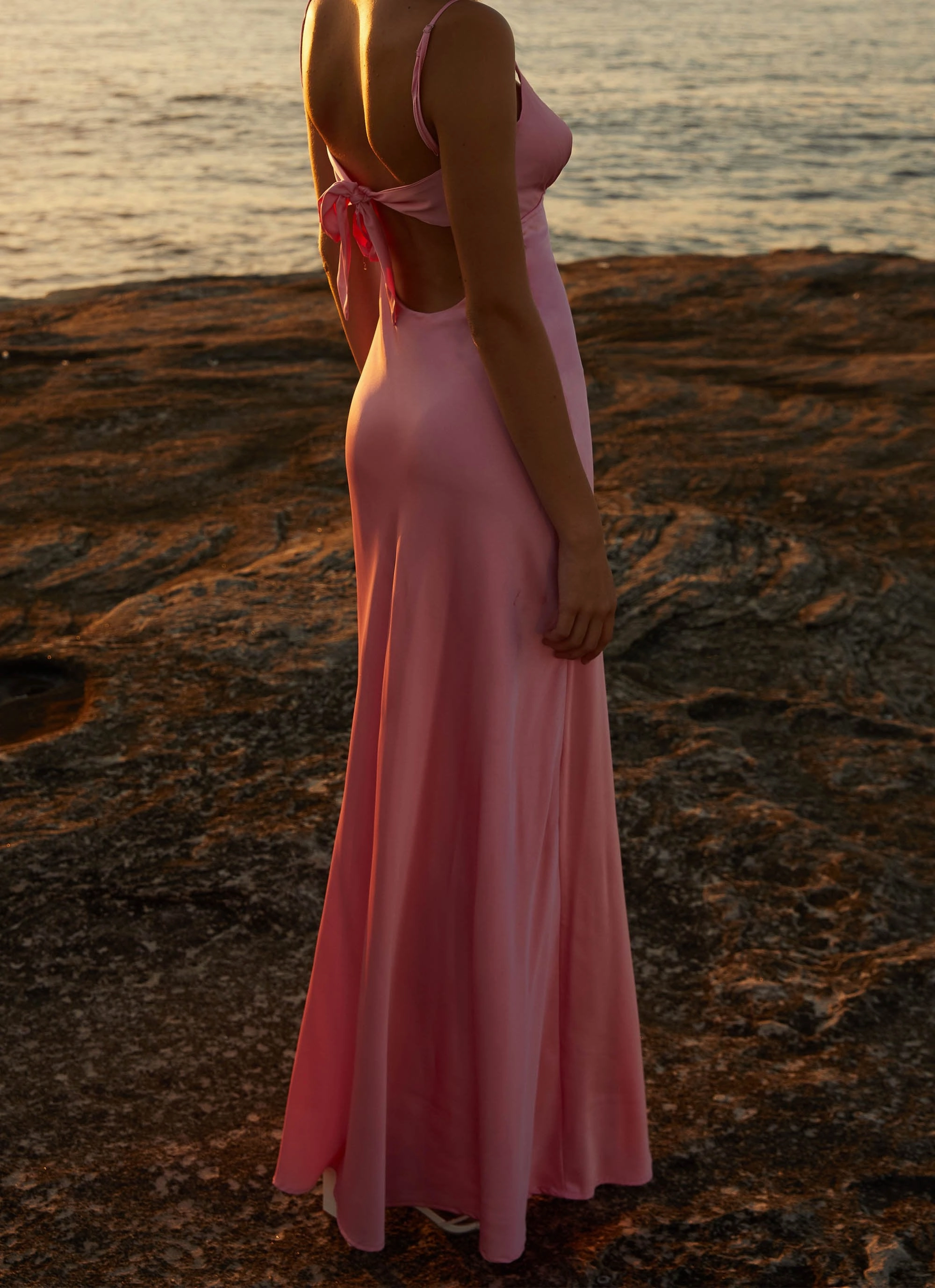 Sleek Presence Flora Satin Maxi Dress - Candy