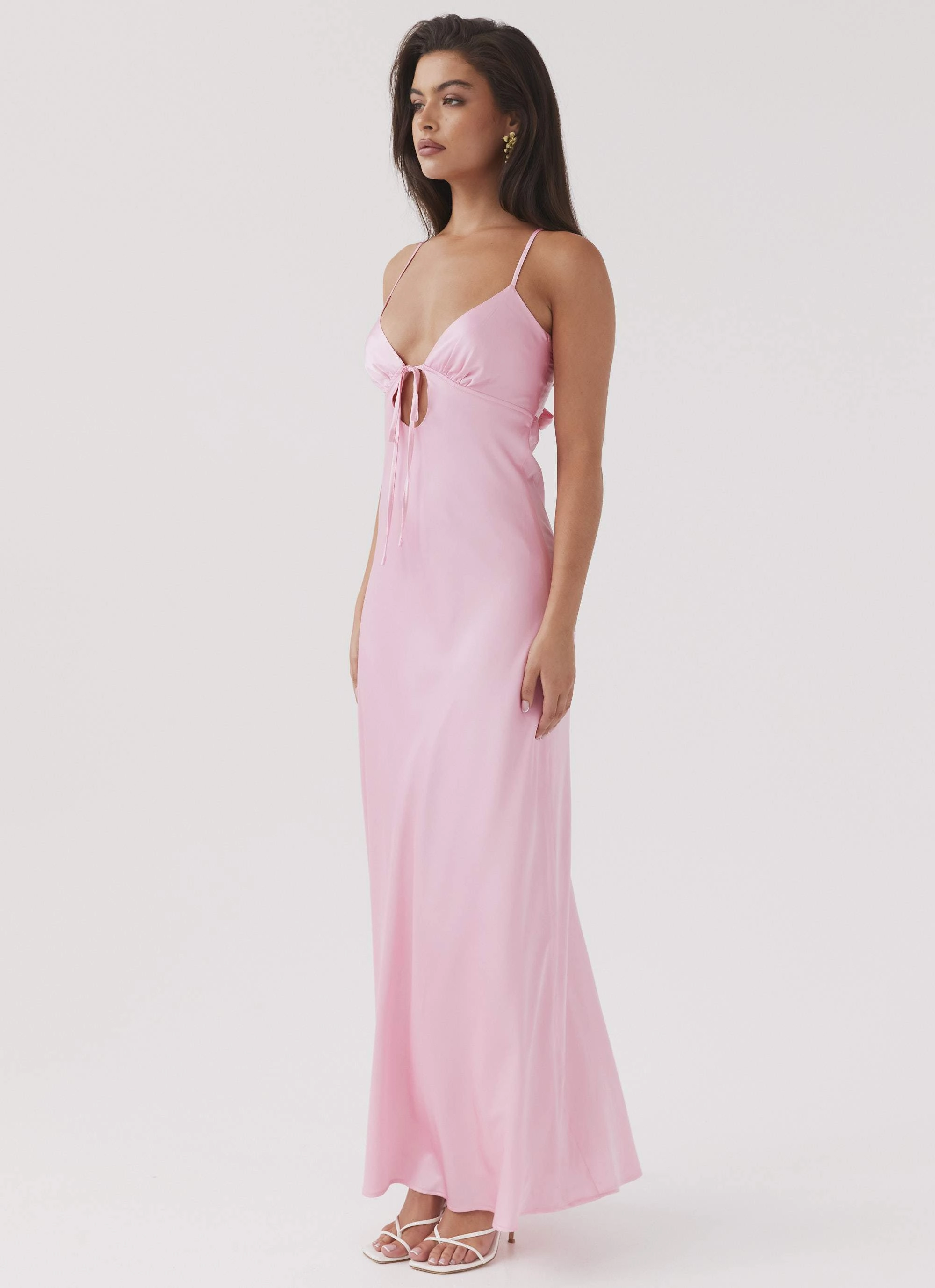 Silky Mood Flora Satin Maxi Dress - Candy