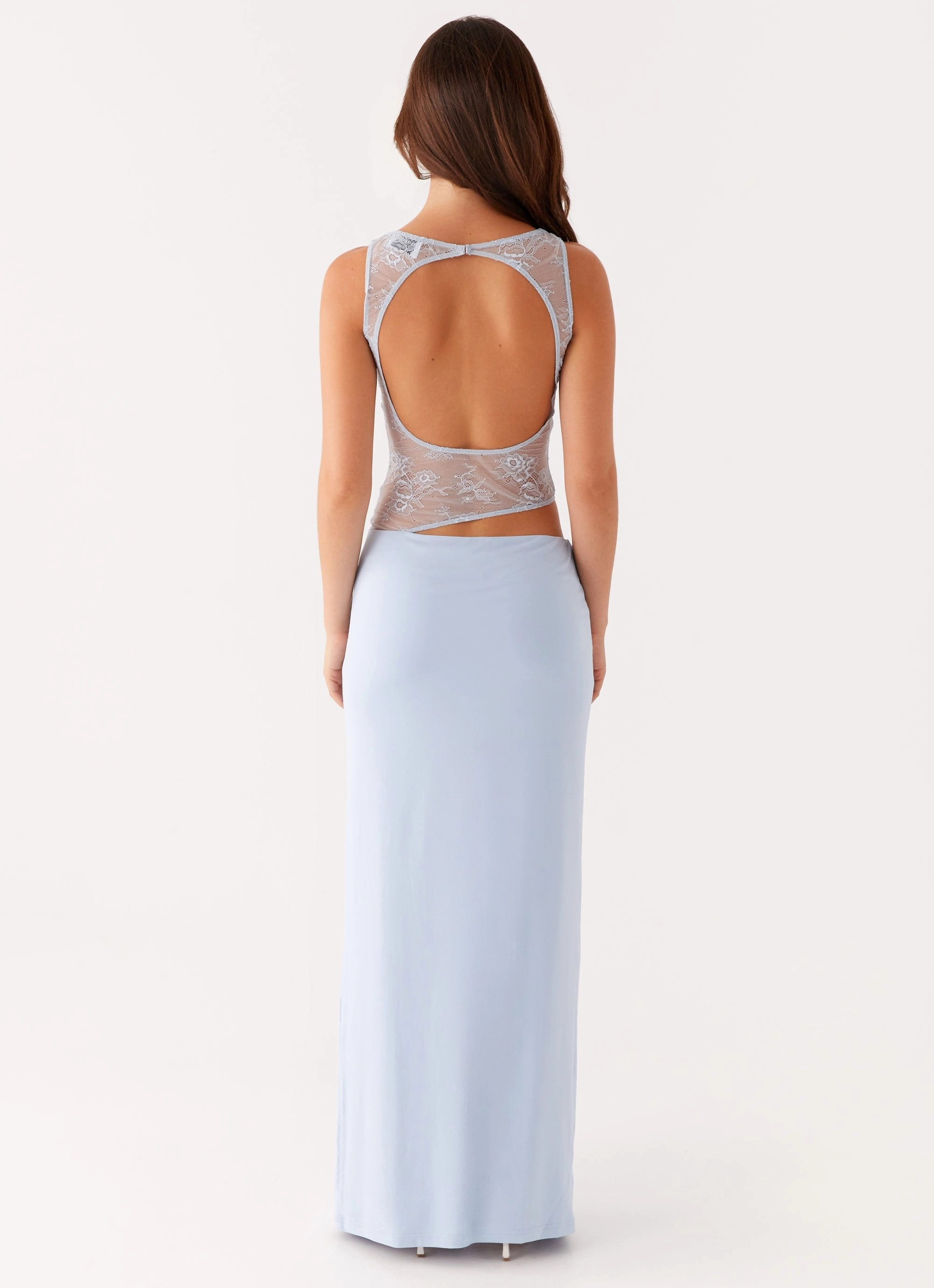Light Volume Feminine Cut Prophecy Maxi Dress - Blue