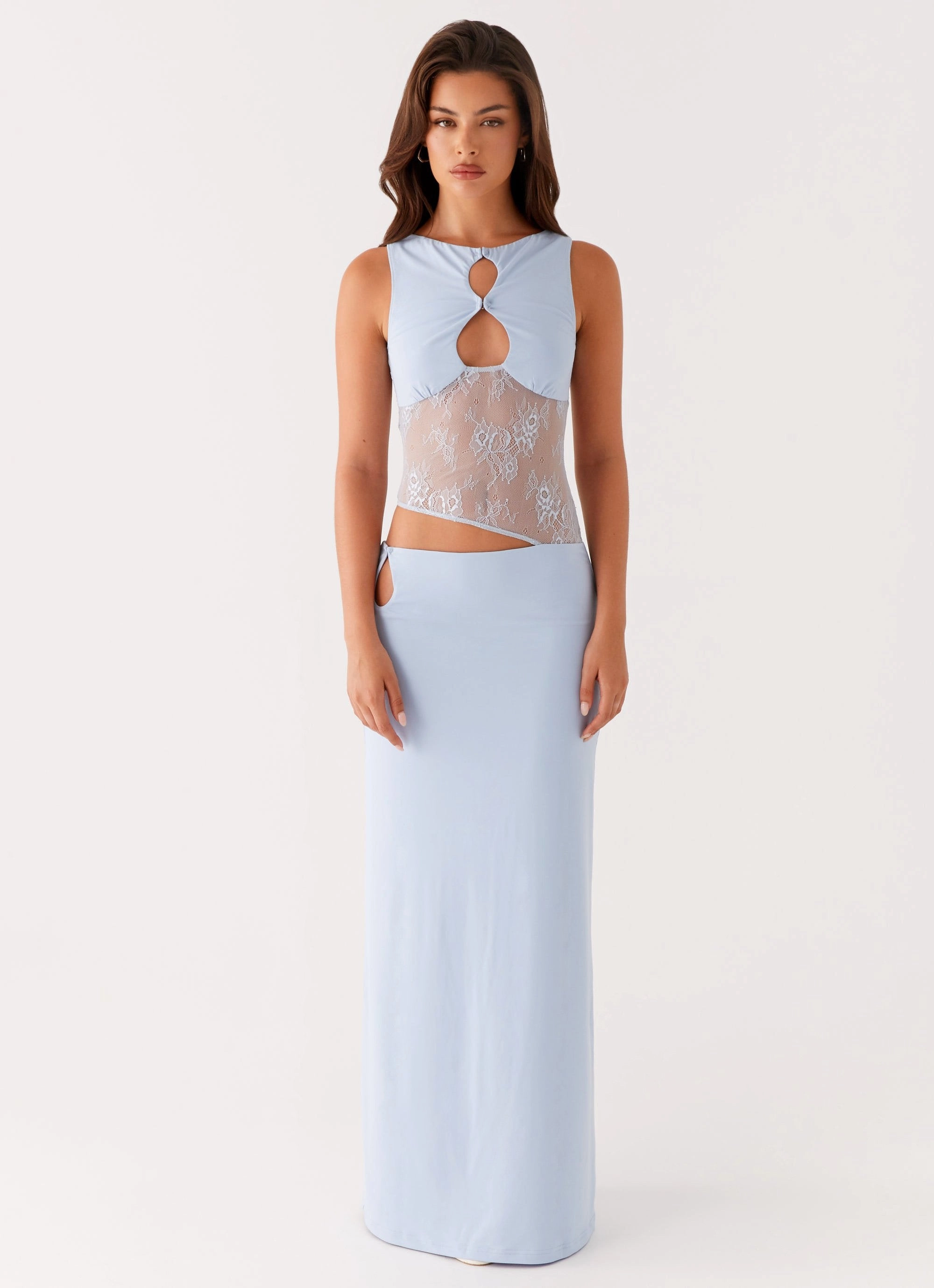 Season Ready Fold-Over-Detail Prophecy Maxi Dress - Blue