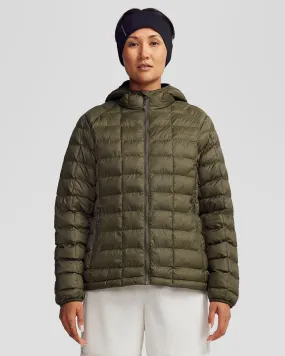 Women's Heli Insulated Hooded Jacket - Light Moss Noise Free Zippers Quick Access Hidden Pockets