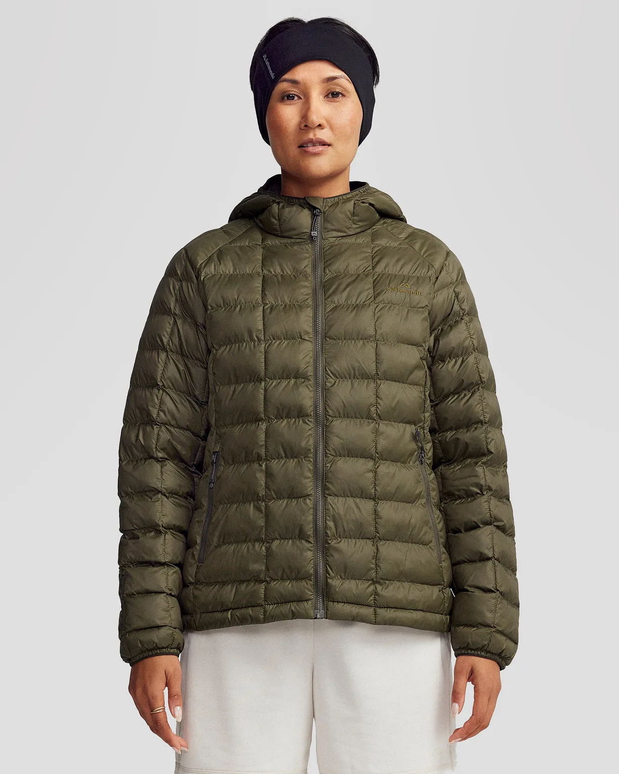 Women's Heli Insulated Hooded Jacket - Light Moss Noise Free Zippers Quick Access Hidden Pockets