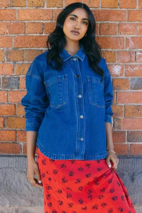 quick dry Multi Directional Stretch All About Eve Dale Shacket Heritage Blue