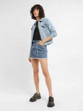 Women's High Rise Blue?Regular Fit Skirt Sleek Flow