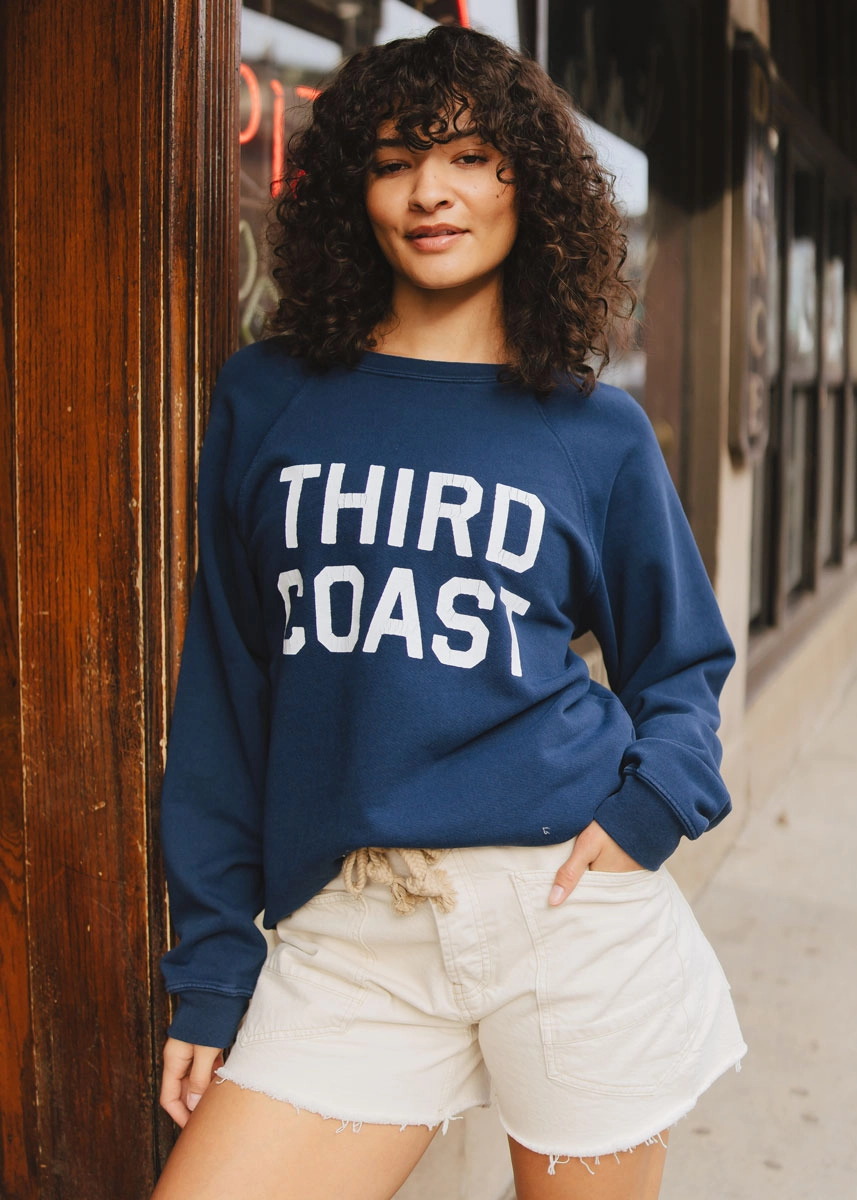 Third Coast Vintage Print Crewneck - Vintage Navy Soft Knit